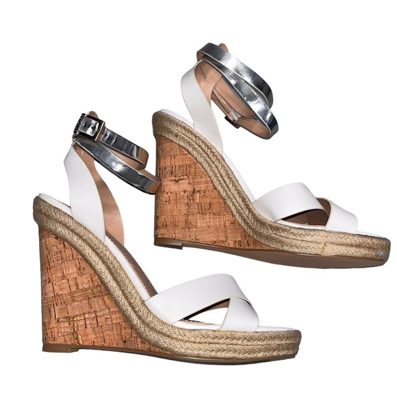 NEW Charles by Charles David White Wedge Espadrille Brit Sandals - Picture 4 of 10